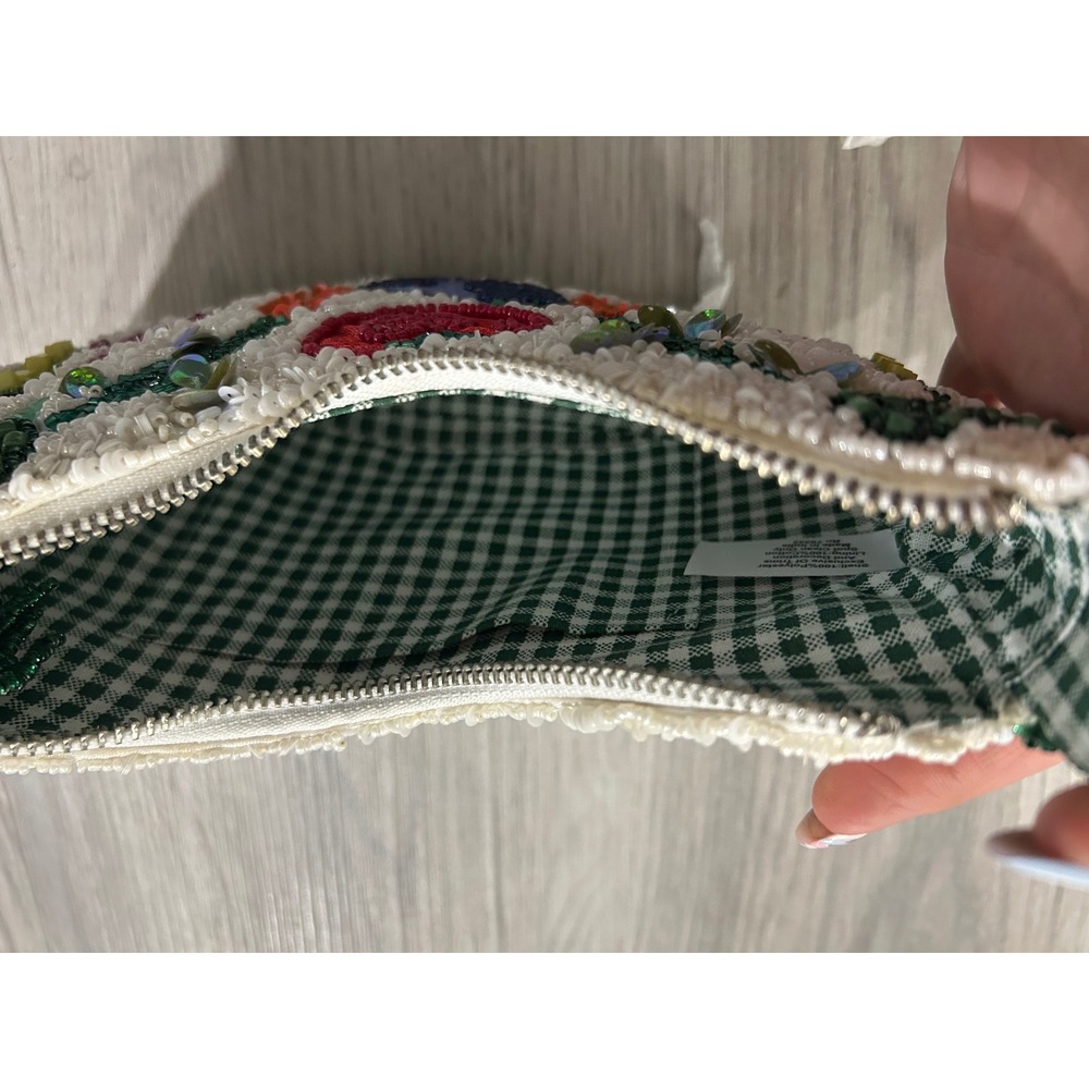 Viral beaded tiktok Vegetable Garden Shoulder Bag‎ White Gingham Strap India new - Picture 7 of 7
